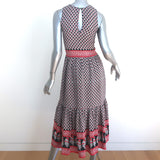 Ulla Johnson Midi Dress Oona Dark Indian Floral Print Smocked Silk Size 0