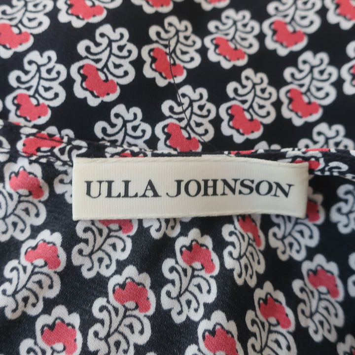 Ulla Johnson Midi Dress Oona Dark Indian Floral Print Smocked Silk Size 0