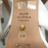 Stuart Weitzman Playa 100 Knotted Ankle Strap Sandals Cream Leather Size 8.5