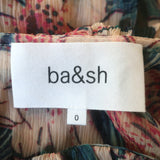 Ba&sh Baia Blouse Turquoise/Pink Floral Print Chiffon Size 0 Long Sleeve Top NEW