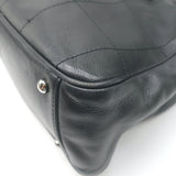 Chanel Square Stitch CC Boston Bag Black Quilted Leather Large Shoulder Bag