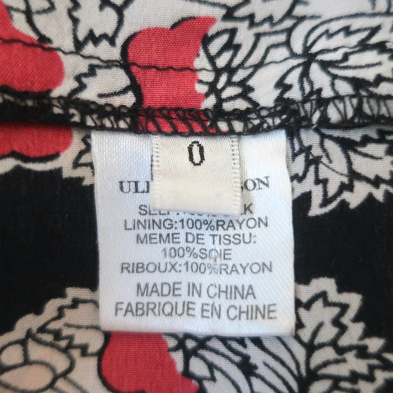 Ulla Johnson Midi Dress Oona Dark Indian Floral Print Smocked Silk Size 0