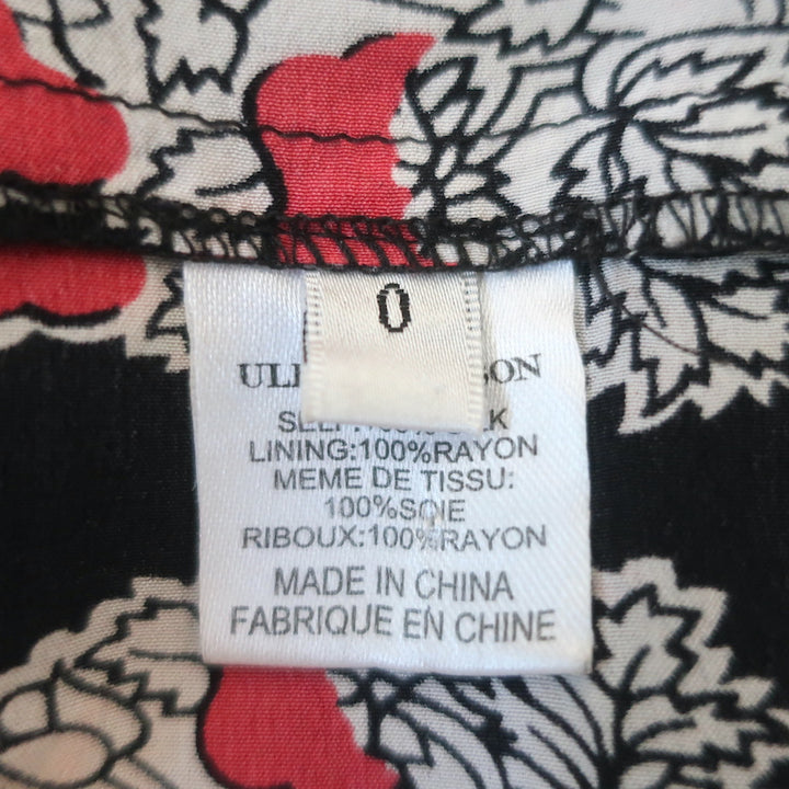 Ulla Johnson Midi Dress Oona Dark Indian Floral Print Smocked Silk Size 0