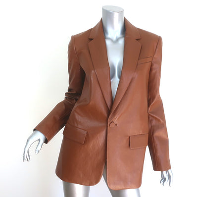 A.L.C. Dakota Faux Leather Oversized Blazer Cognac Size 4 One-Button Jacket