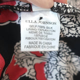 Ulla Johnson Midi Dress Oona Dark Indian Floral Print Smocked Silk Size 0