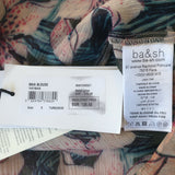 Ba&sh Baia Blouse Turquoise/Pink Floral Print Chiffon Size 0 Long Sleeve Top NEW