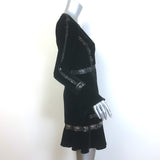 Saylor Lace-Trimmed Velvet Bell Sleeve Mini Dress Black Size Medium
