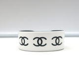 Chanel 02P CC Resin Cuff Bracelet White & Black
