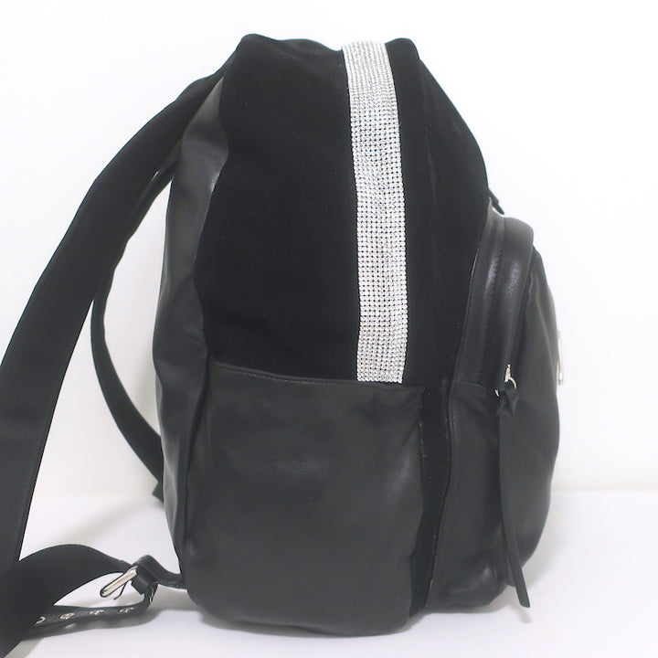 Giuseppe Zanotti Crystal-Trimmed Large Backpack Black Suede &amp; Leather
