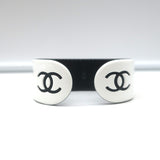 Chanel 02P CC Resin Cuff Bracelet White & Black