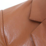 A.L.C. Dakota Faux Leather Oversized Blazer Cognac Size 4 One-Button Jacket
