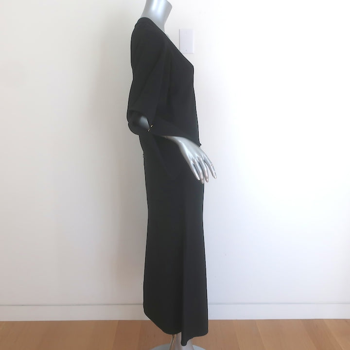 Victoria Beckham Draped Sleeve Midi Dress Black Stretch Crepe Size US 6