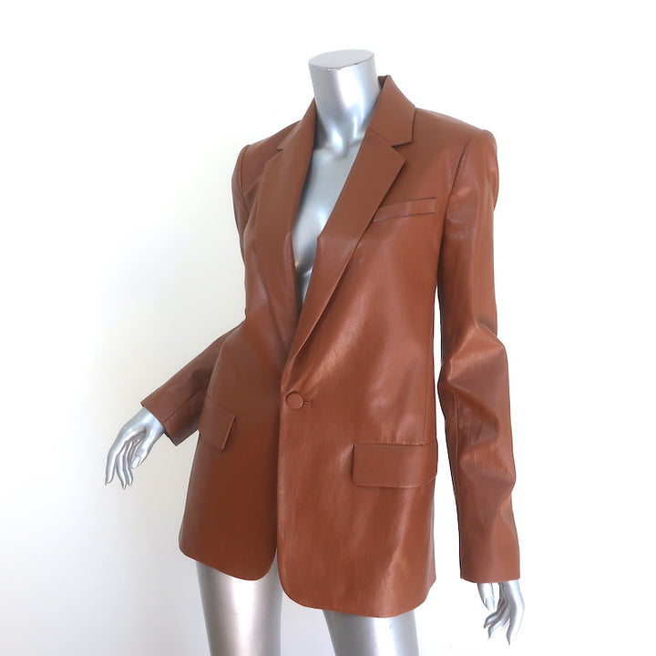 A.L.C. Dakota Faux Leather Oversized Blazer Cognac Size 4 One-Button Jacket