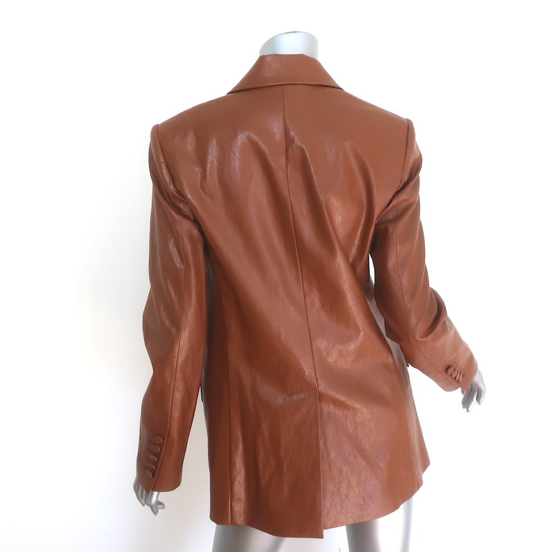 A.L.C. Dakota Faux Leather Oversized Blazer Cognac Size 4 One-Button Jacket