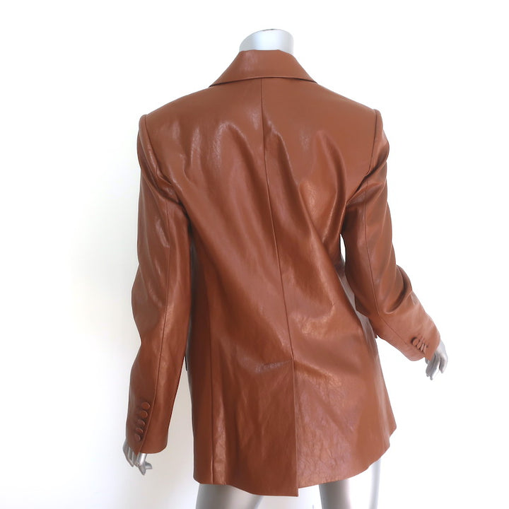 A.L.C. Dakota Faux Leather Oversized Blazer Cognac Size 4 One-Button Jacket