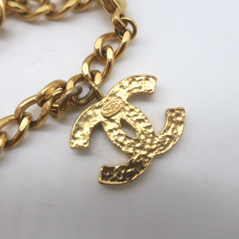 Vintage Chanel 02A CC Jacket Charm Bracelet Gold Chain Link &amp; Black Enamel