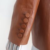 A.L.C. Dakota Faux Leather Oversized Blazer Cognac Size 4 One-Button Jacket