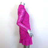 Saylor Marcey Ruched Lace Puff Sleeve Mini Dress Fuchsia Size Large