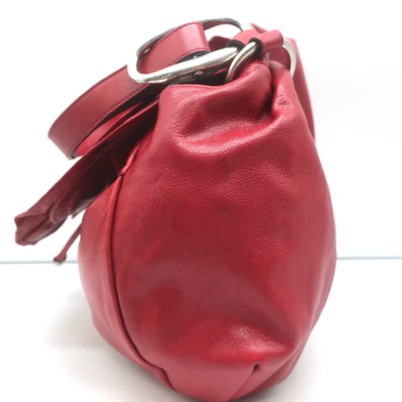 Yves Saint Laurent Nadja Rose Hobo Red Leather Small Shoulder Bag