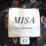 MISA Sleeveless Blouson Midi Dress Maddie Black Printed Viscose Size Extra Small