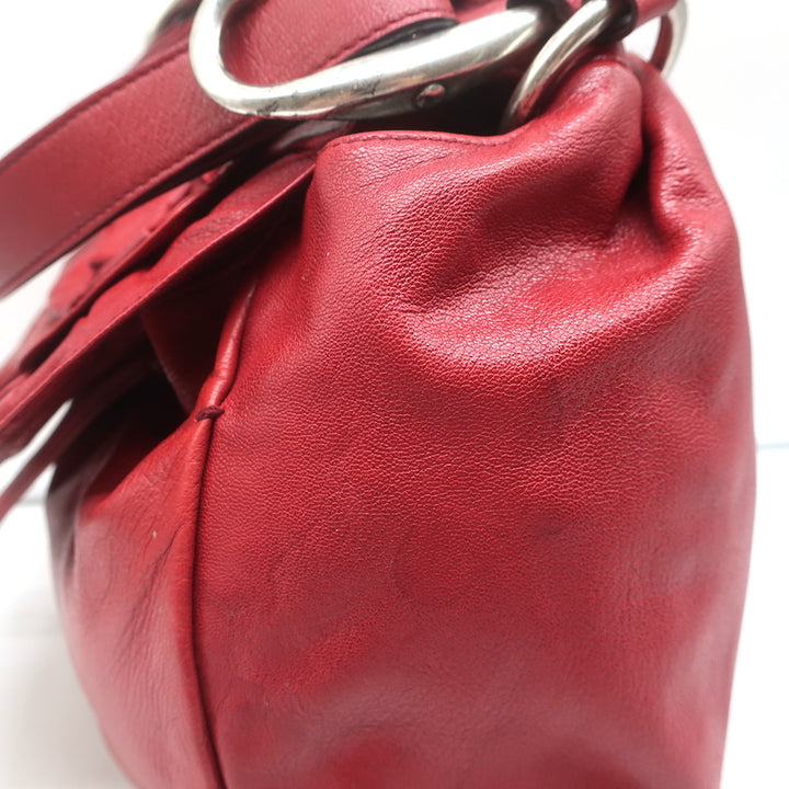 Yves Saint Laurent Nadja Rose Hobo Red Leather Small Shoulder Bag