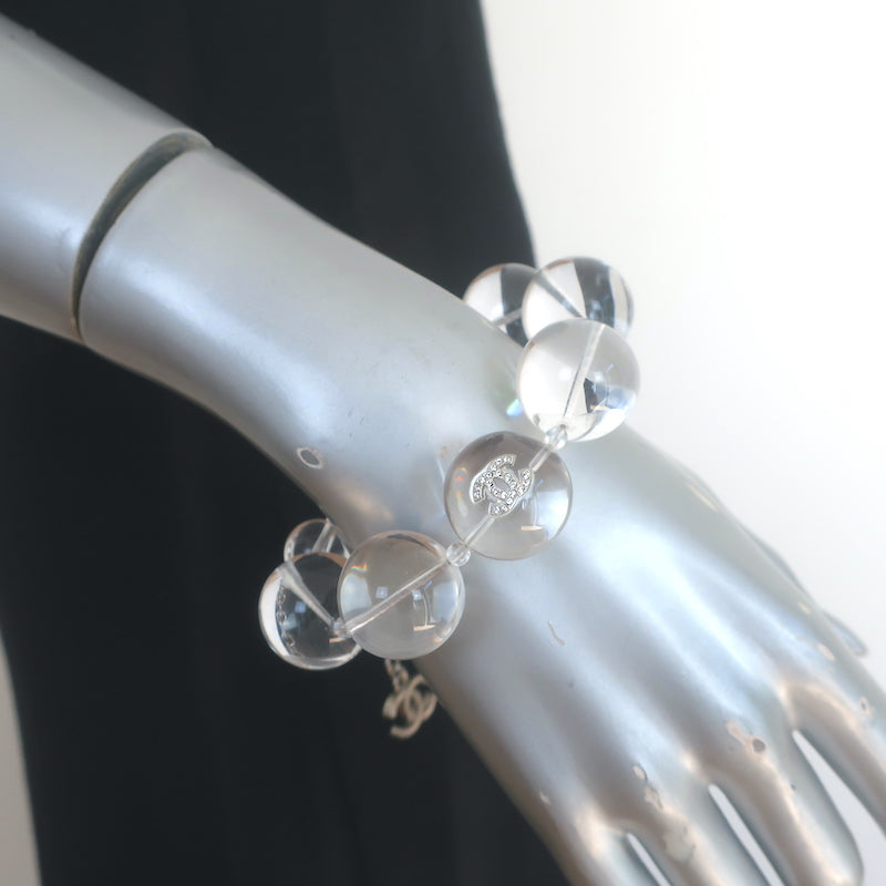 Chanel A18 Crystal CC Clear Resin Bead Bracelet