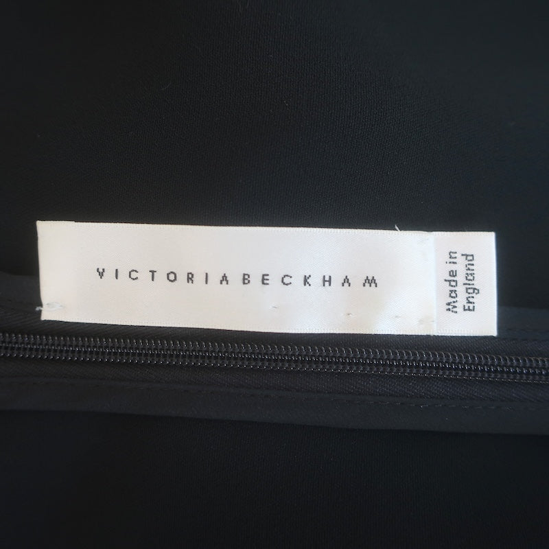 Victoria Beckham Draped Sleeve Midi Dress Black Stretch Crepe Size US 6