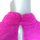 Saylor Marcey Ruched Lace Puff Sleeve Mini Dress Fuchsia Size Large