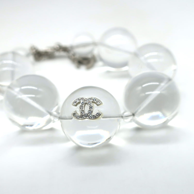 Chanel A18 Crystal CC Clear Resin Bead Bracelet
