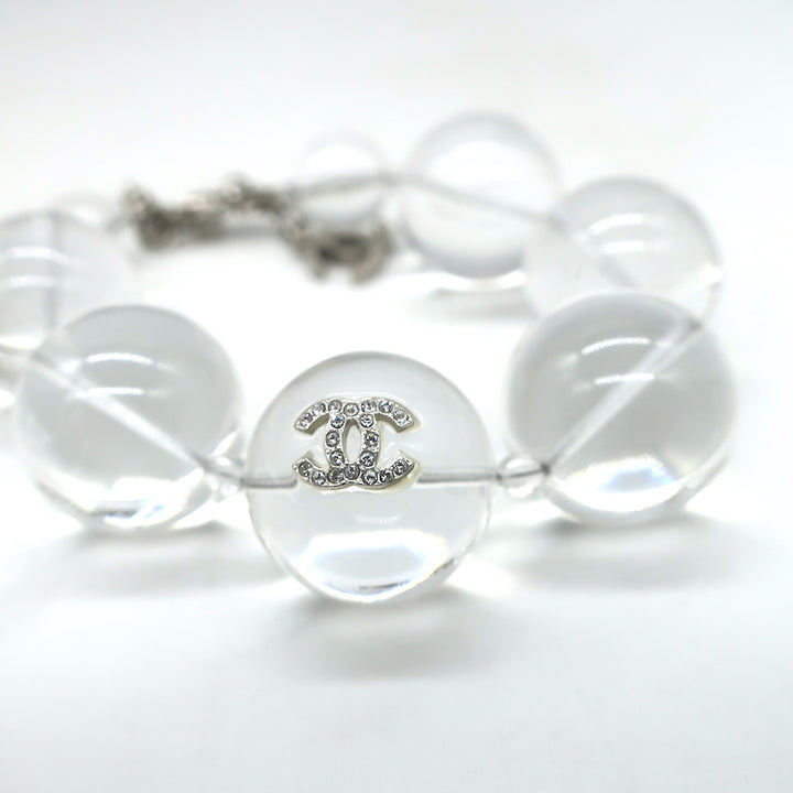 Chanel A18 Crystal CC Clear Resin Bead Bracelet