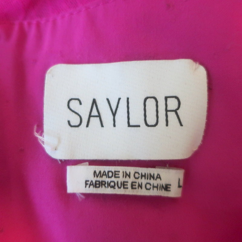 Saylor Marcey Ruched Lace Puff Sleeve Mini Dress Fuchsia Size Large