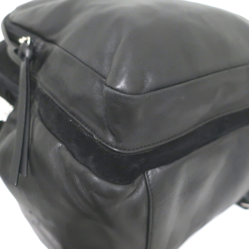 Giuseppe Zanotti Crystal-Trimmed Large Backpack Black Suede &amp; Leather