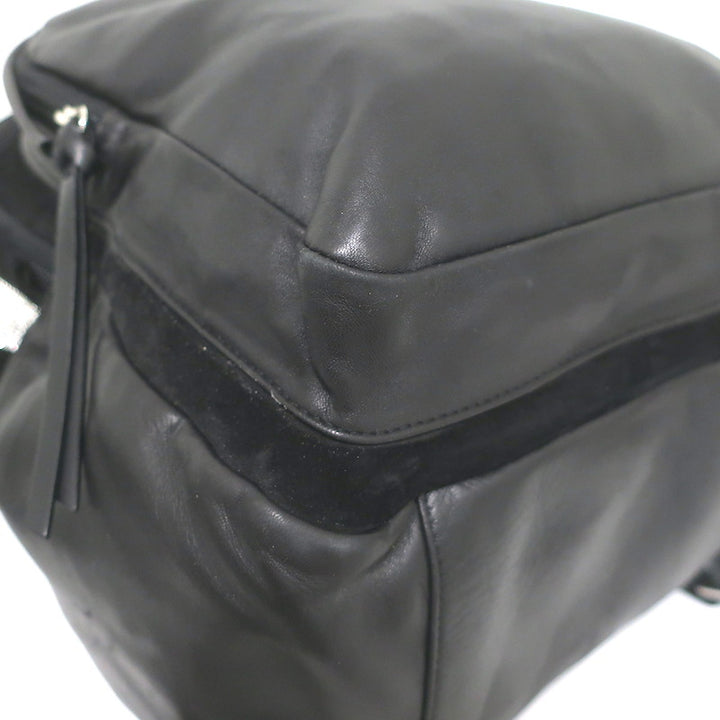 Giuseppe Zanotti Crystal-Trimmed Large Backpack Black Suede &amp; Leather