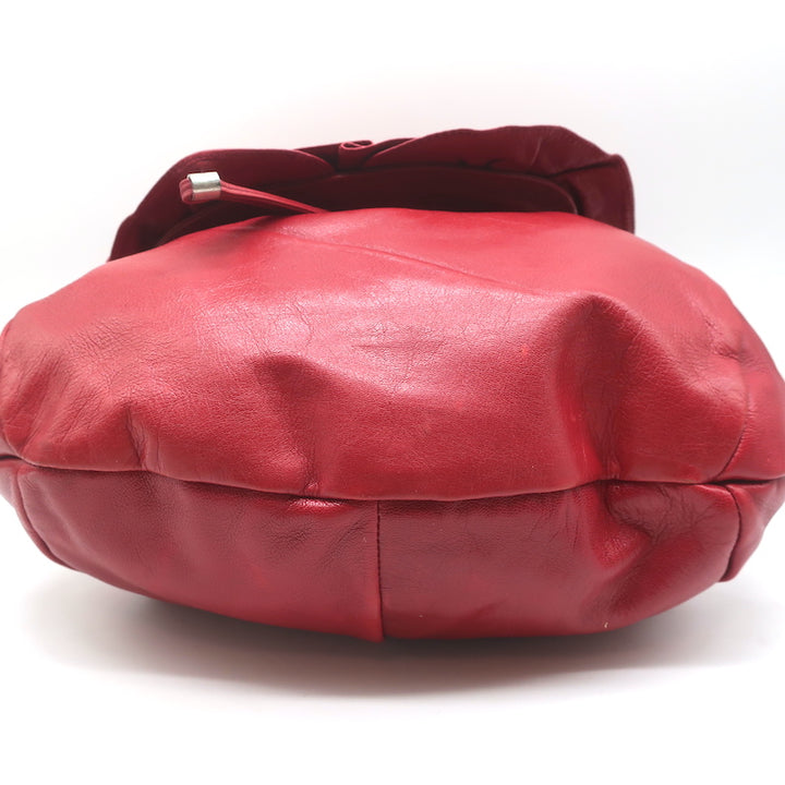 Yves Saint Laurent Nadja Rose Hobo Red Leather Small Shoulder Bag