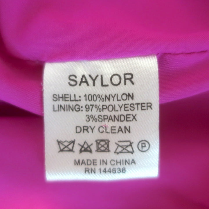 Saylor Marcey Ruched Lace Puff Sleeve Mini Dress Fuchsia Size Large