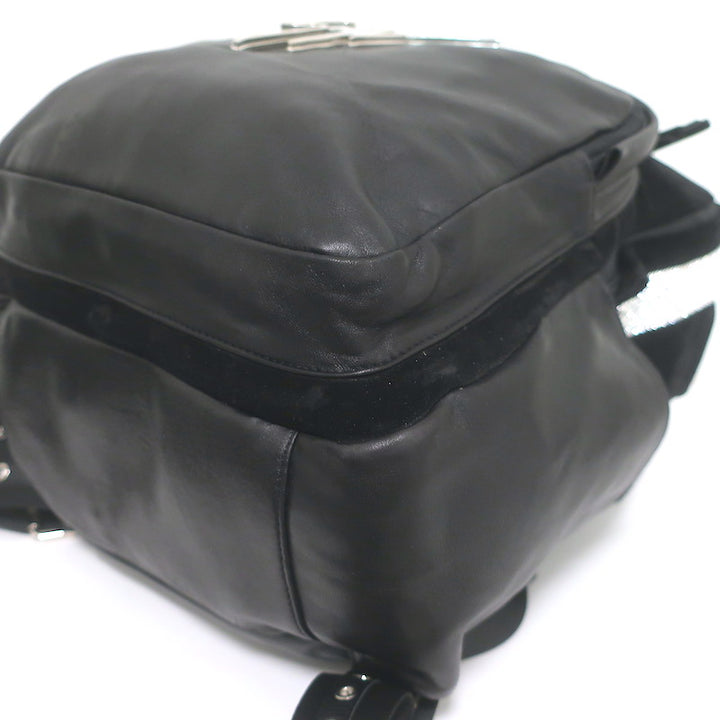 Giuseppe Zanotti Crystal-Trimmed Large Backpack Black Suede &amp; Leather