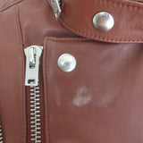 IRO Luciaspe Double-Zip Leather Biker Jacket Cognac Brown Size 38