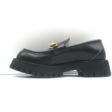 Gucci Harald Platform Lug Sole Horsebit Loafers Black Leather Size 37