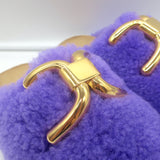 An Hour and a Shower Shearling Flat Mules Purple Size 37