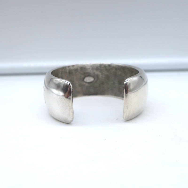 Vintage Chanel 96P Logo Cuff Bracelet Silver