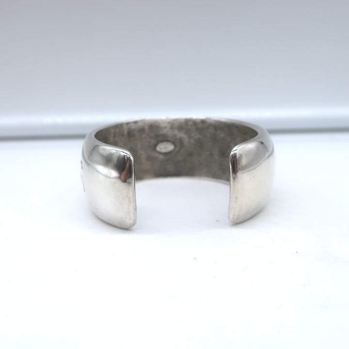 Vintage Chanel 96P Logo Cuff Bracelet Silver