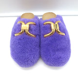 An Hour and a Shower Shearling Flat Mules Purple Size 37