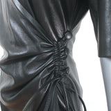 Nanushka Helisa Vegan Leather Midi Wrap Dress Black Size Medium