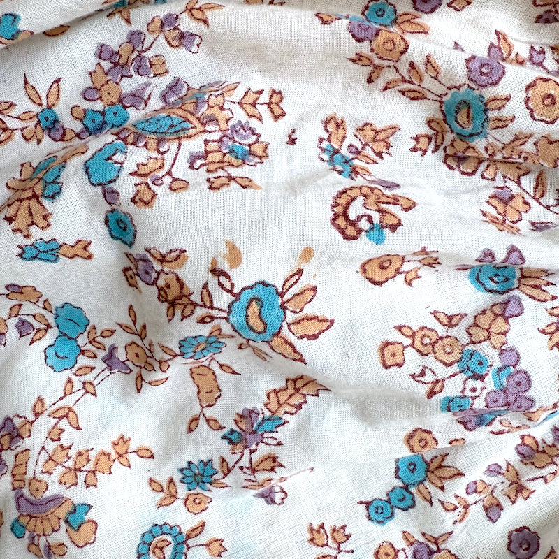 Mille Daisy Tassel-Tie Mini Dress Cream Floral Print Cotton Size Medium