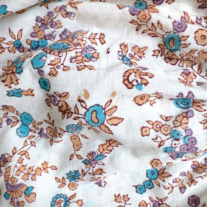 Mille Daisy Tassel-Tie Mini Dress Cream Floral Print Cotton Size Medium