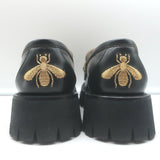 Gucci Harald Platform Lug Sole Horsebit Loafers Black Leather Size 37