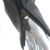 Prada Satin-Trimmed Leather Peplum Jacket Black Size 44