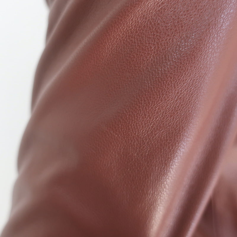 IRO Luciaspe Double-Zip Leather Biker Jacket Cognac Brown Size 38