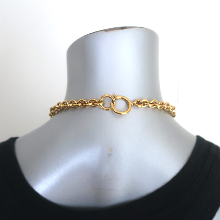 Chanel 94P CC Ribbon Cross Pendant Necklace Gold