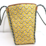 Tory Burch Mosaic Straw Tote Yellow/Beige Extra Large Shoulder Bag
